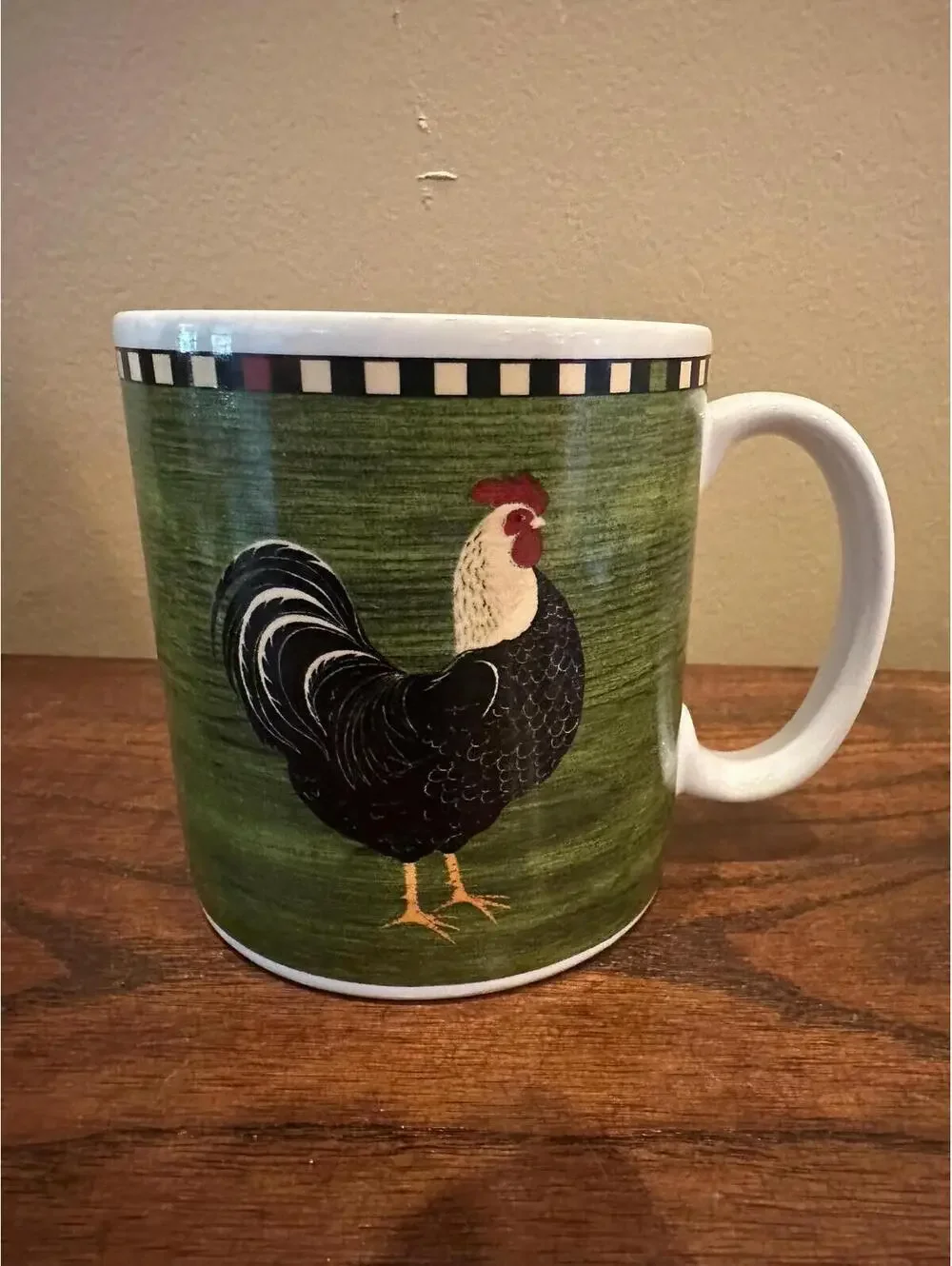 Vintage Sakura for Oneida Country Quartet Warren Kimble Rooster 12oz Green Mug